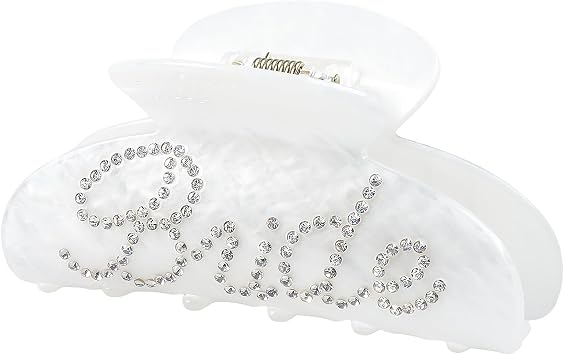 Bride Hair Claw Clips White Acrylic Bride Claw Clip Rhinestone Brides Logo Hair Clip For Wedding Brides To Be Gifts Bachelorette Party Decorations Bridesmaid Gift Bridal Shower Hair Accessories