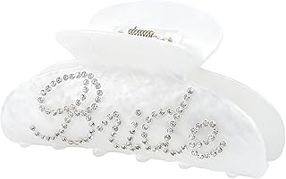 Bride Hair Claw Clips White Acrylic Bride Claw Clip Rhinestone Brides Logo Hair Clip for Wedding Brides to Be Gifts Bachelorette Party Decorations Bridesmaid Gift Bridal Shower Hair Accessories