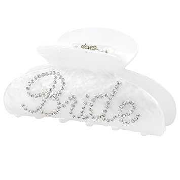 Bride Hair Claw Clips White Acrylic Bride Claw Clip Rhinestone Brides Logo Hair Clip for Wedding Brides to Be Gifts Bachelorette Party Decorations Bridesmaid Gift Bridal Shower Hair Accessories