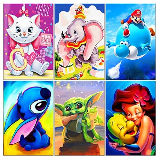 YOMEIA 6 Pack Diamond Painting Kits for Adults&Beginners 5D 6PCS Full Drill Diamond Art Kits Paint with Round Diamonds DIY Gem Painting kit for Home Wall Decor Gifts(11.8"x15.7")