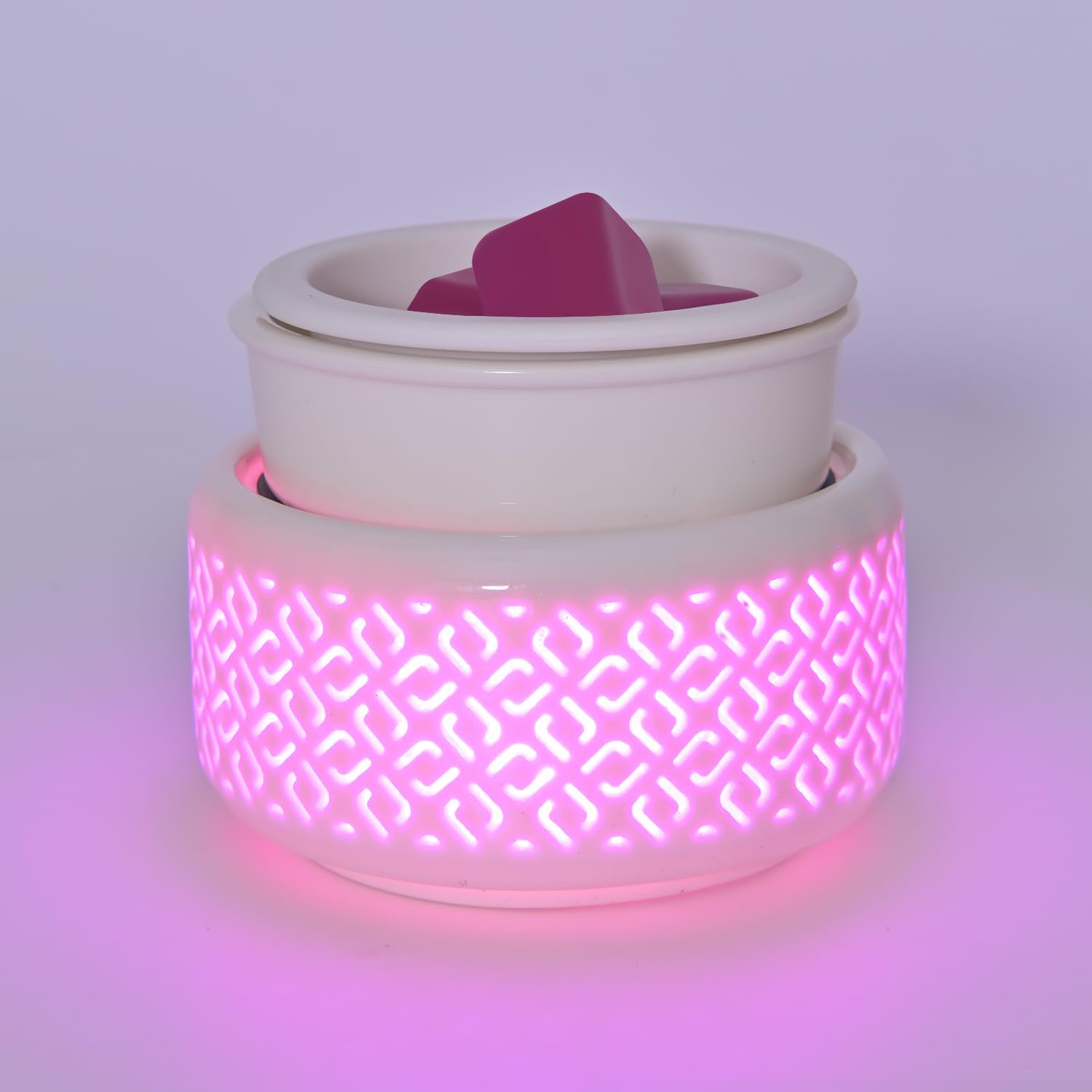 Ceramic Candle Warmer and Wax Melt Warmer with 7 Colors LED Night Light and 1 PC Silicone Liner,4-in-1 Electric Warmer for Jar Candle Wax Cube Essential Oil Coffee, Ideal Gift for Home Office Kitchen