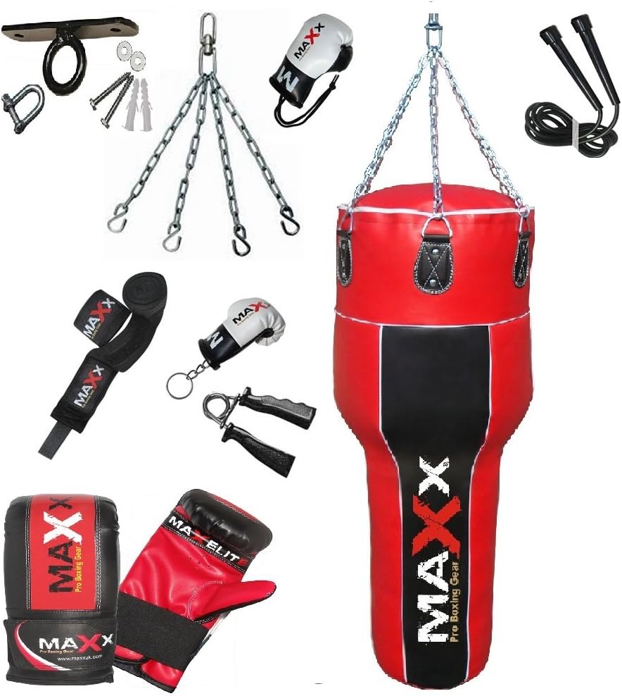 Maxx 4FT uppercut punch bag, body bag angled boxing bag choice of colour and package FREE CHAIN