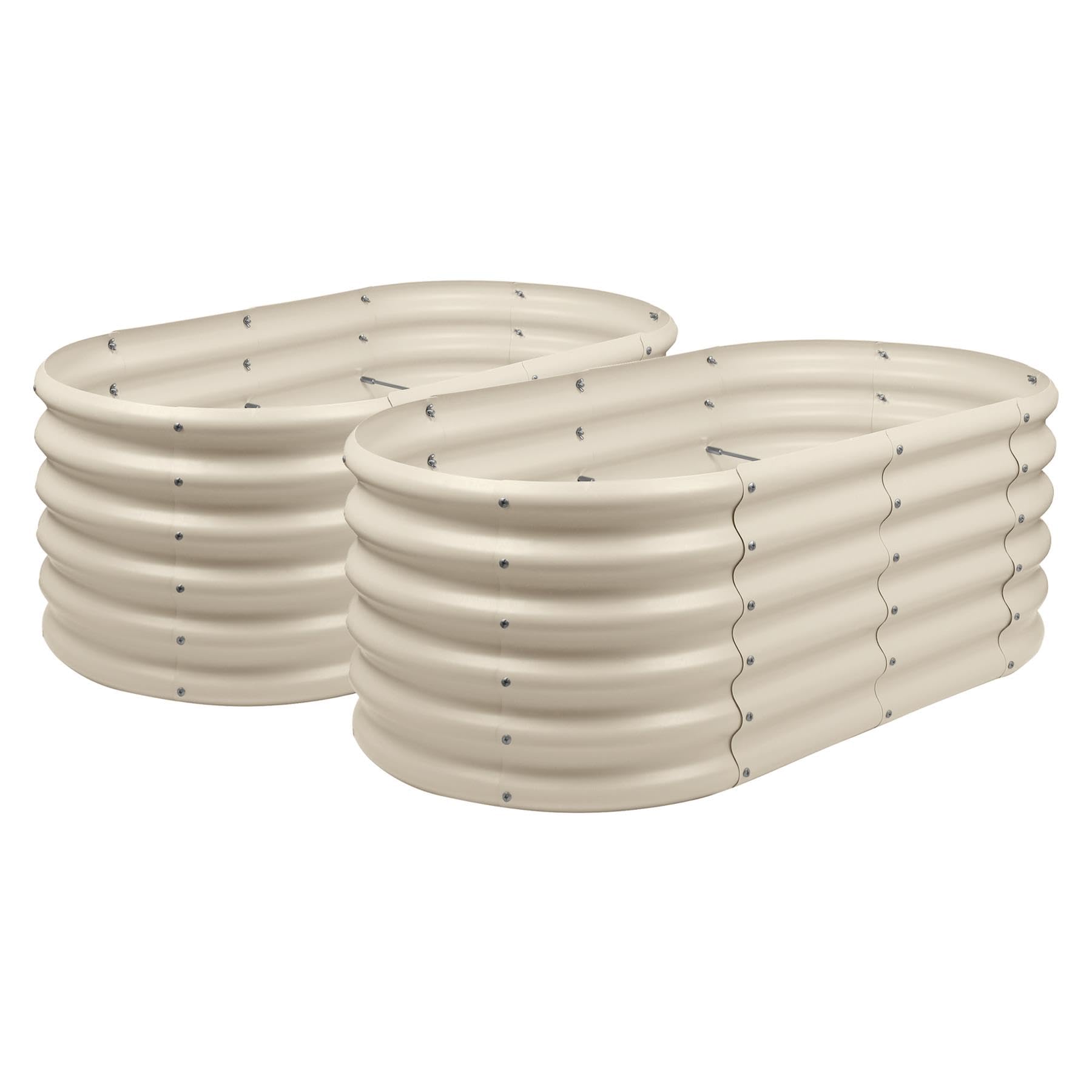 Harbour Housewares Raised Garden Bed - 120cm x 60cm x 45cm - Pack of 2 - Steel - Beige