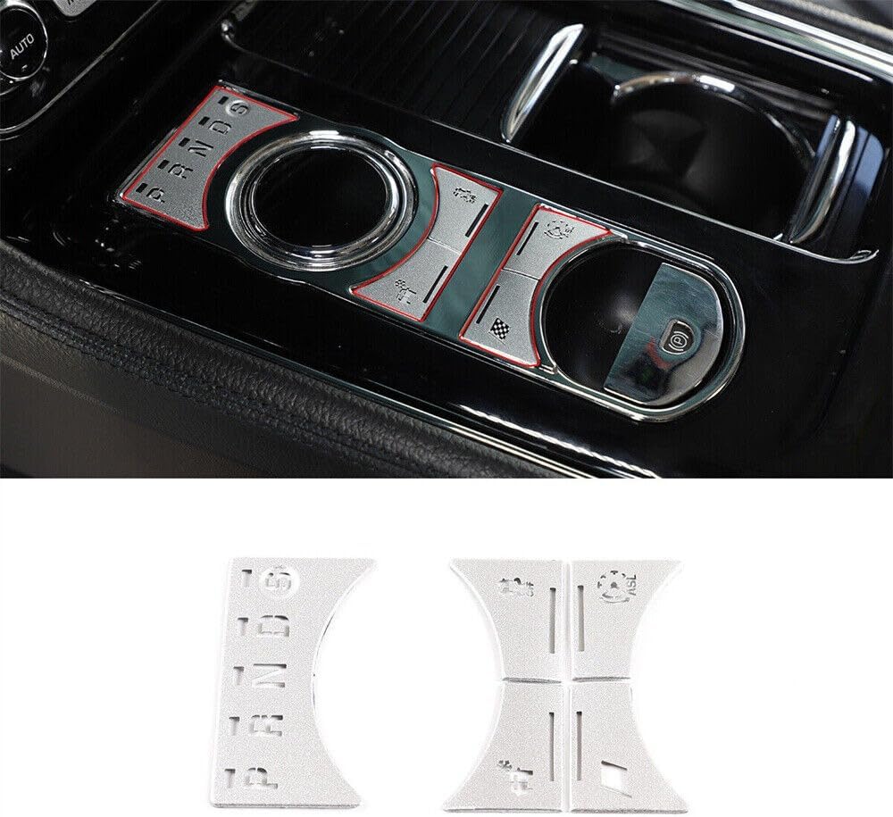Fit forJagua-r XJ 2010-2019 Aluminum Alloy Auto Central Control Panel Button, Central Control Gear Shift Panel Button Cover Sticker Button Frame Cover Decal Trim Replacement (Silver High-Version)