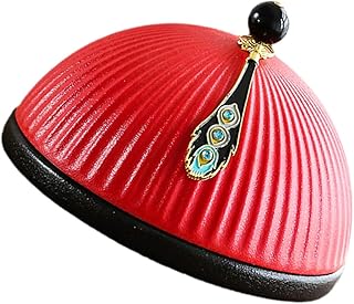 Zerodeko Cenicero Oficial para Sombreros Decoración De Escritorio Cenicero Tapa Oficina Material De Porcelana Color Rojo para Obsequio