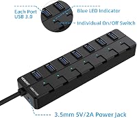VEMONT 7 portos USB 3.0 hub tápegységgel, 5Gbps aktív elosztó Mac és PC-hez 3