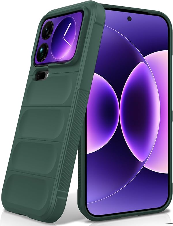 Funda de Silicona para Xiaomi 17 Pro Max, Verde | Diseño de Olas A prueba de golpes, Forro de Microfibra Anti-rayaduras, Acabado Suave y Sedoso, Protección contra Caídas de Grado Militar