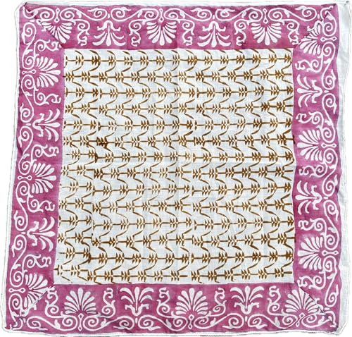 100% Hand Printed Cotton Bandana For Women - High Quality Hand Block Bandanas For Women - Unique Pink Paisley Design Scarf, Premium Kerchiefs, Bandanas For Men and Women