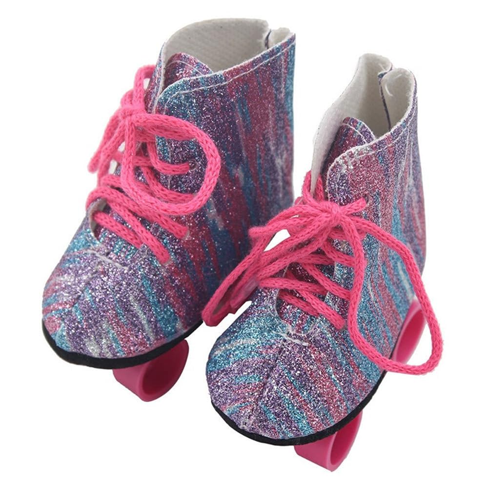 Pattini a rotelle per Bambola da 18 Pollici, Scarpe da Pattinaggio su Ghiaccio per Bambola Americana da 46 cm, Accessori per Costume (#F)