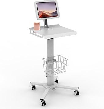 Mobile Medical Cart Compatible with 10.9" iPad 10th, Pro 11" 1 2 3 4, Air 4 5, Air 11M2/M3, iPad 11"A16, Rolling Workstation Tablet Floor Stand for Library, Restaurant