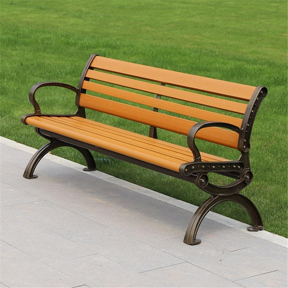 Park Plastic Wood with Backrest Outdoor Bench Multiple People Leisure Park Outdoor Aluminum Bench Entryway