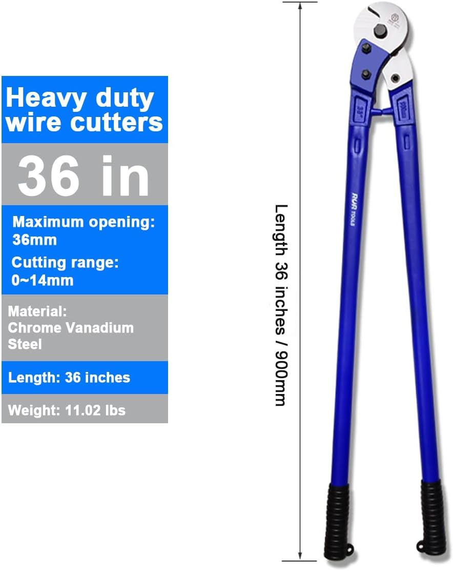 Wire Cutters 36 inch | Wire Rope Cutter Heavy Duty | Industrial-Grade Wire Cutter Pliers, Forged from T8 Alloy Steel, Hardness HRC62, Sharp Cutting. for Stainless Steel Wire, Hard Wire Ropes