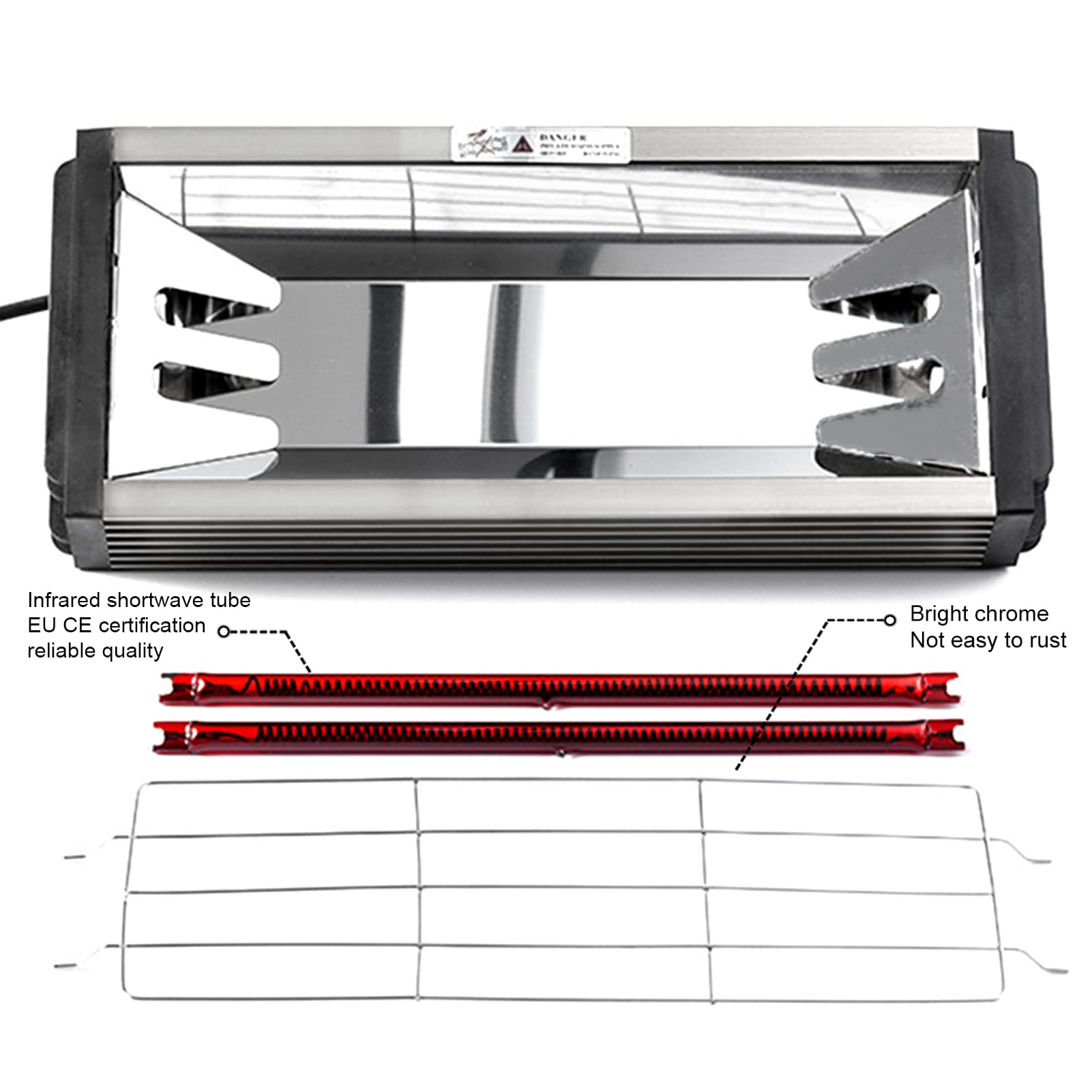 DATOUBOSS Secador de Pintura Infrarrojo para Carrocería Coche 2000W Lampara Infrarroja para Pintura Superficie de Secado 650 x 500 mm Pintura de Reparación de Carrocería Temporizador 1–90 min