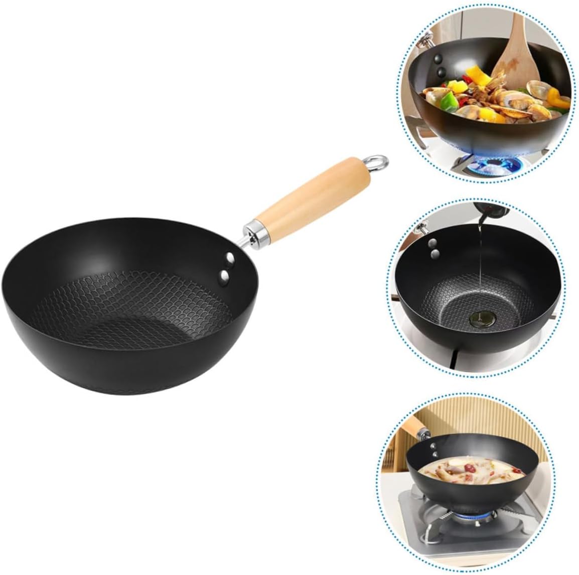 Nonstick Frying Pan Mini Iron Wok for Induction and All Stoves Versatile Cooking Pan for Stir-frying Grilling and Sauteing Everyday Use Kitchen Essential
