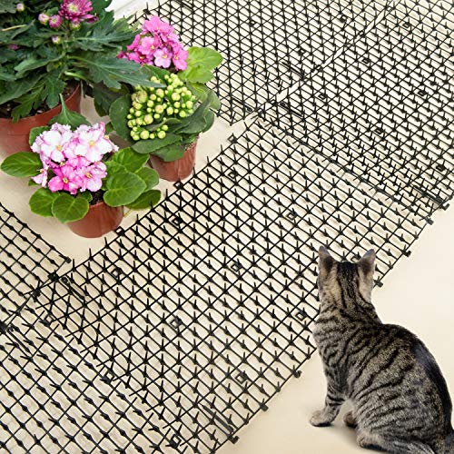 Pomeat 10 Pcs Scat Mat For Cats Indoor, 16" X 12" Cat Scat Mat With Spikes Sprickle, Digging Deterrent For Dogs, Outdoor For Garden And Fence, Cat Deterrent With 7 Staples #TOP2