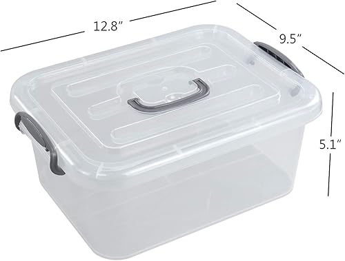 Miniatura 2 de Caja de cierre de almacenamiento transparente de 8 L, paquete de 2 contenedores de almacenamiento con tapa de plástico