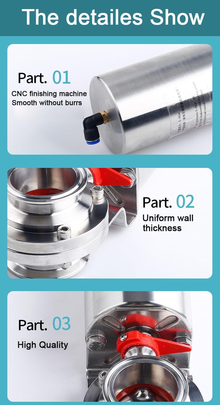 2'' Single Acting Tri Clamp Sanitary Pneumatic Butterfly Valve Stainless Steel 304 DN51mm