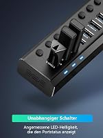 RSHTECH 16 portos USB 3.0 hub aktív tápellátással, alumínium, 100W, professzionális 5