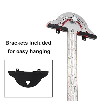Protractor Angle Finder, 13 inch Woodworking Edge Ruler, 0-70°Adjustable Multi-Function Angle Measure Tool, Stainless Steel Carpenter T Square, T Ruler with Wall Hanging Storage Rack