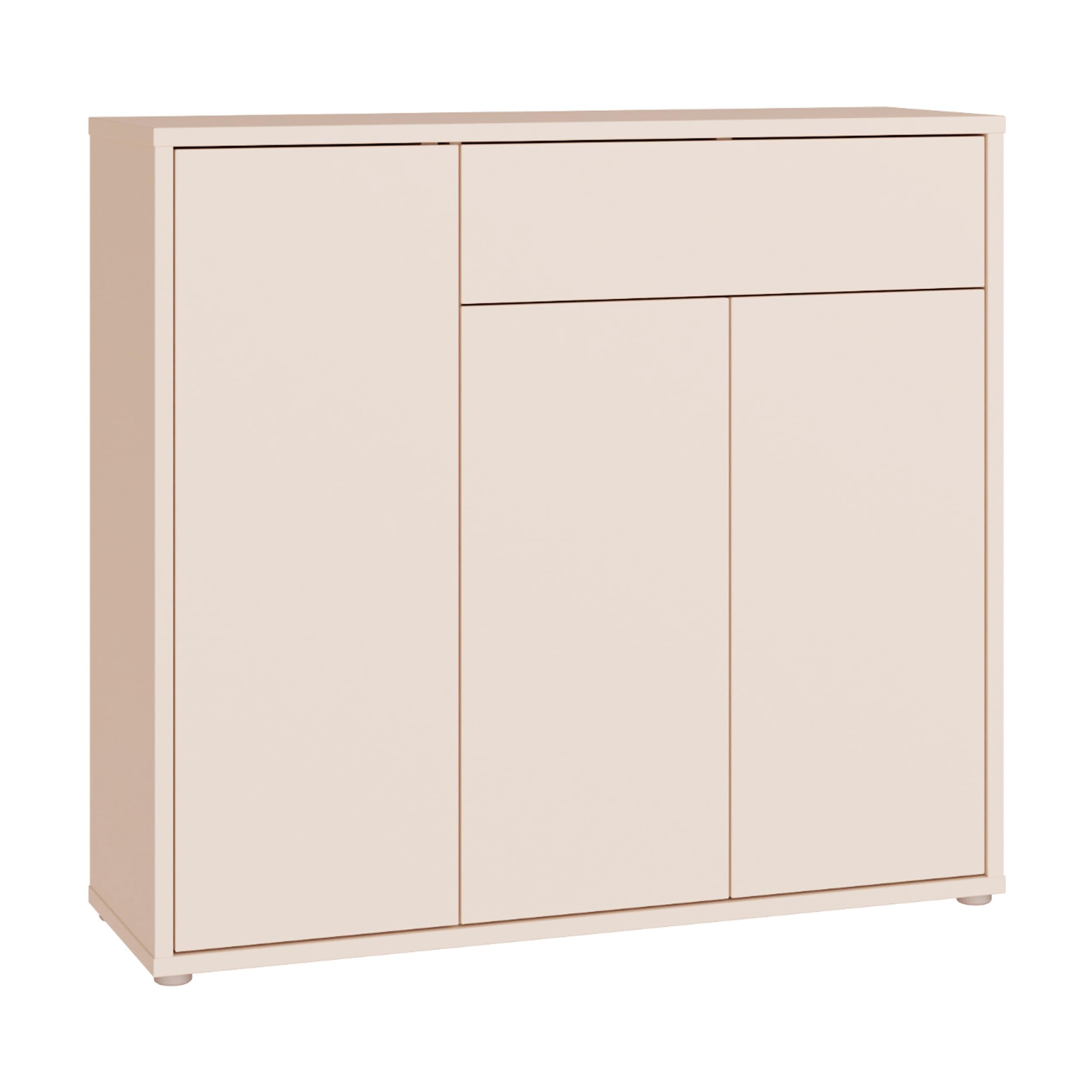 Forte Alice Springs Schuhschrank 100 110, modern-minimalistisch, 3-türig, 1 Schublade, Flur, Holzwerkstoff, Kaschmir Beige, 109,2 cm breit x 99,1 cm hoch x 34,9 cm tief