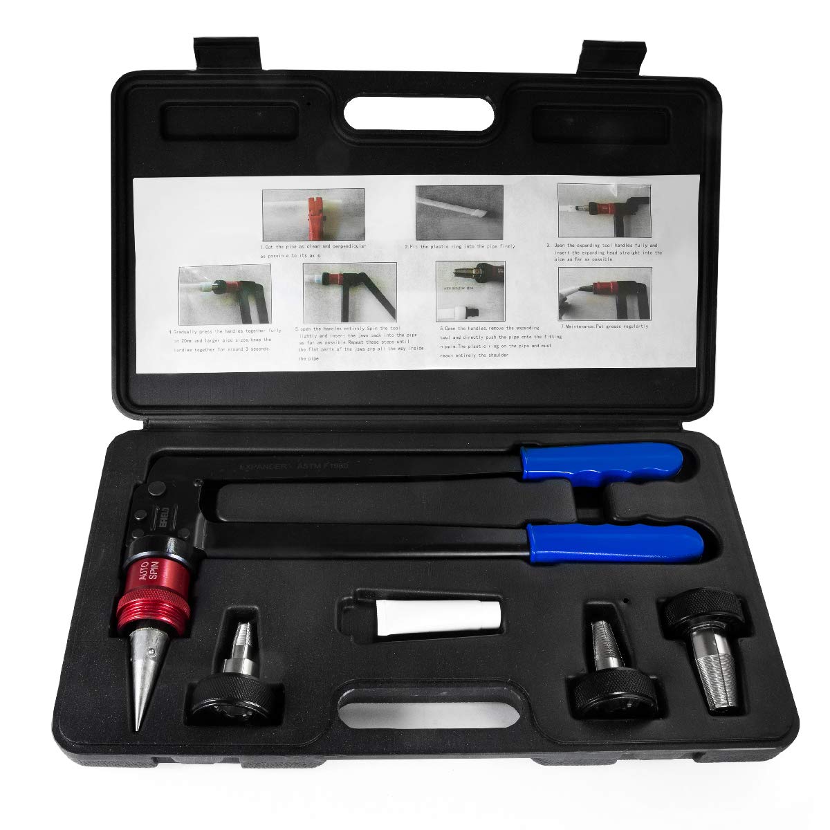 EFIELDAUTO-SPIN PEX EXPANSION TOOL KIT - INCLUDES 1/2INCH, 3/4INCH. AND 1INCH EXPANDER HEADS (AUTO-SPIN)
