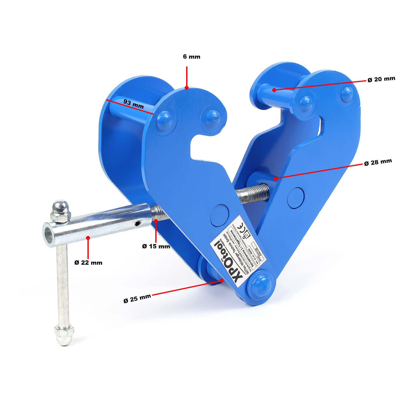 XPOtool Pinza de anclaje para viga, capacidad elevar cargas 2t, ancho de brida 75-230mm para vigas H