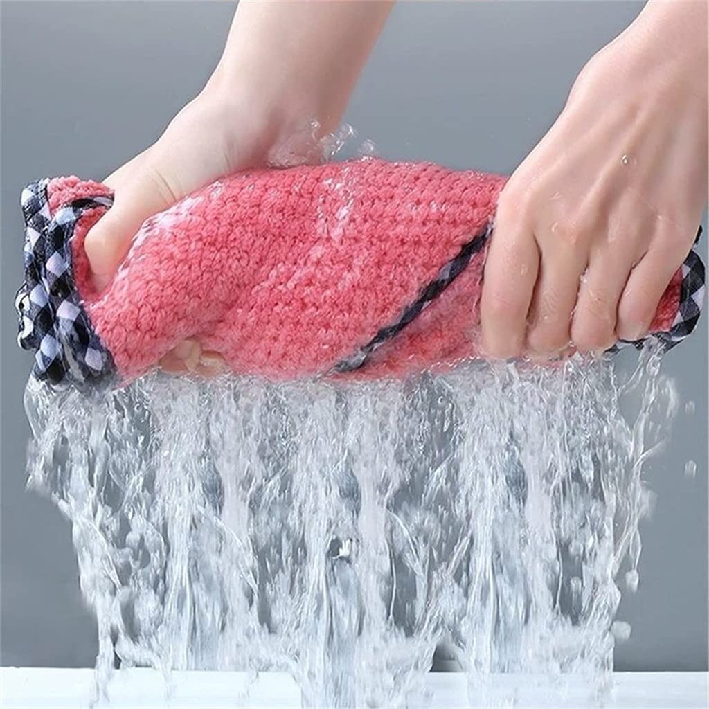 Toallas de baño Toallas de mano Toallas, no grasientas que no dejan pelusas Trapo de doble cara de lana de coral colgante, toalla de mano absorbente con patrón de piña de cocina, paño de cocina liso (