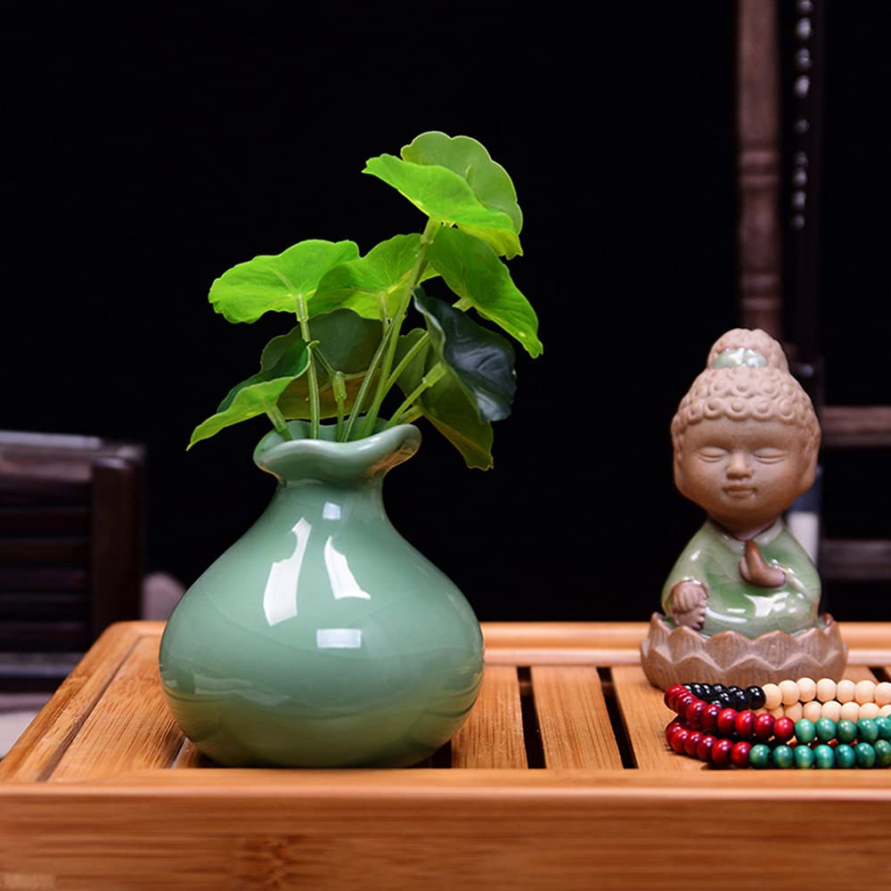 Amazon.co.jp: 花瓶 花器 青磁 陶器 フラワーベース かんやく 花入れ