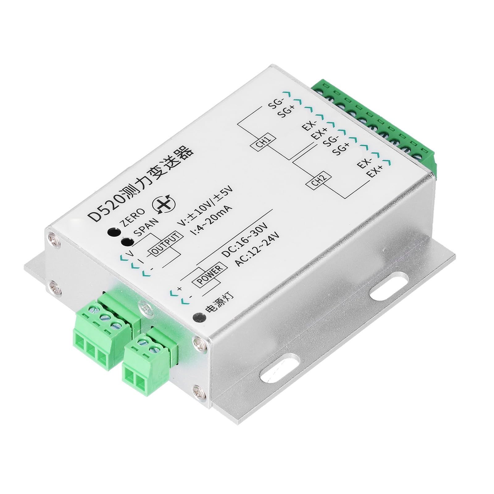 Con diseño de salida 2 en 1, sensor transmisor de presión del transductor de medición de fuerza, salida de 0-20 mA, alimentación de 16-30 V CC, 12-24 V CA, precisión de (Voltaje 0-±5V)