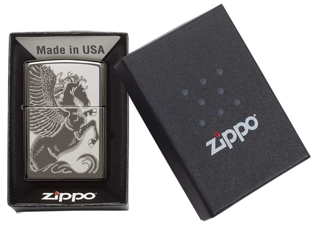 Zippo 60001857 Black Ice – Accendino In Ottone Con Finitura Ghiaccio Nero, Made In USA
