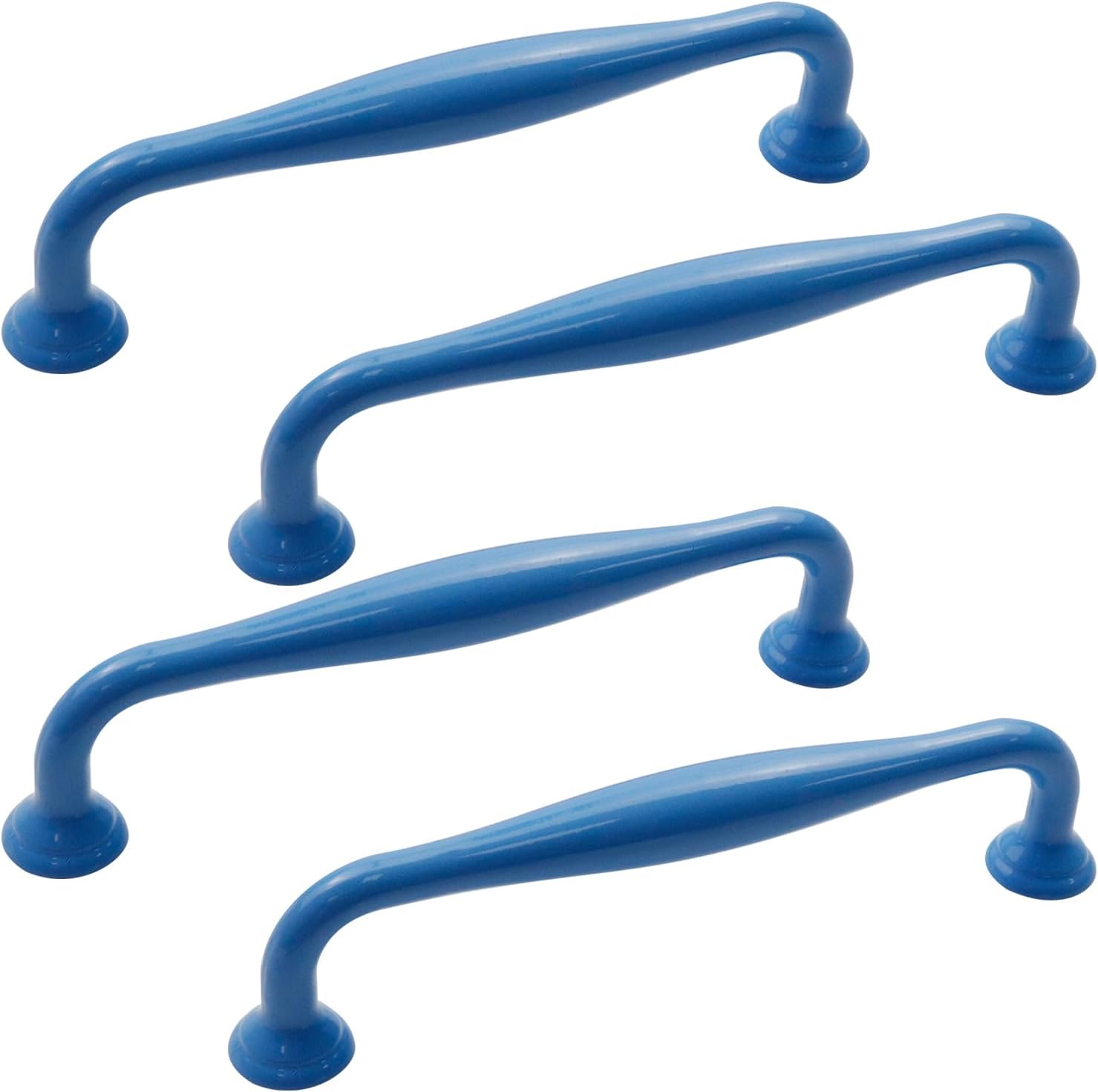 Oedema 5"(128mm) Hole Centers Drawer Pulls Blue Kitchen Cabinet Handles Aluminum Alloy 6.37" Length Cabinet Hardware for Kitchen, Bathroom, Playhouse, 4 Pack