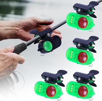 Fishing Bite Alarm with LED Light, 2025 New Sensitive Electronic Fishing Alarms Indicator, Fishing Pole Bells for Bite Detection, Clip-On Electronic Fishing Alarms Bite Alarms