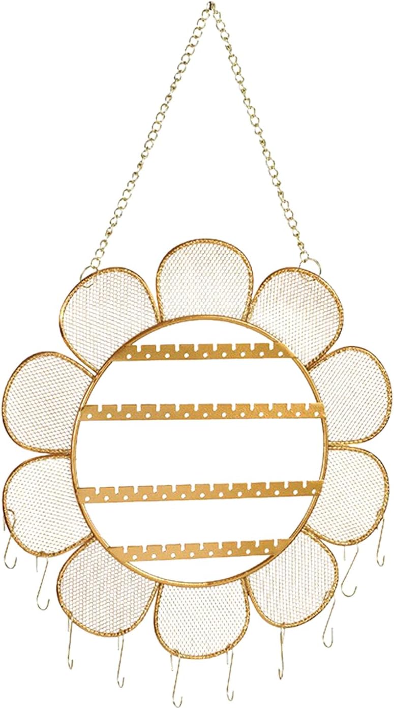 ジュエリーラック、ハンギングジュエリーオーガナイザー、 ひまわり型壁掛けイヤリングディスプレイハンガー、 クローゼット収納ラック、 