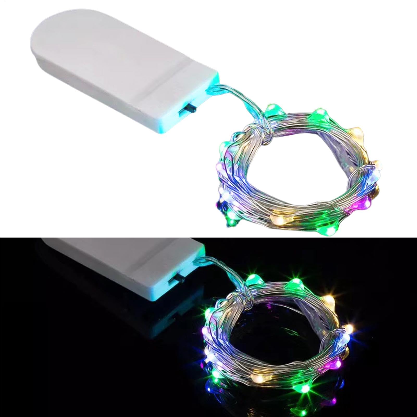 Opdestn Led Fairy Lights Battery Operated, 1m 10 LED Copper Wire Battery String Lights, Warm/White/Multicolor Fairy Fairy String Lights Indoor for Bedroom Wedding Jars Bottle Decorations