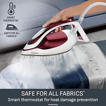 Tefal Pro Express Protect Steam Generator Iron, 7.5 Bar, White/Burgundy