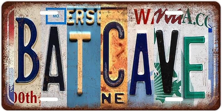 Vintage Metal Room Decorative Signs, License Plate Wall Decor Art, Bat Cave Metal Tin Sign,Man Men Cave Poster, 612 inches, As Merch Decorations for Movies or Anime, They Can Also be used as Birthday Gifts or Collectible