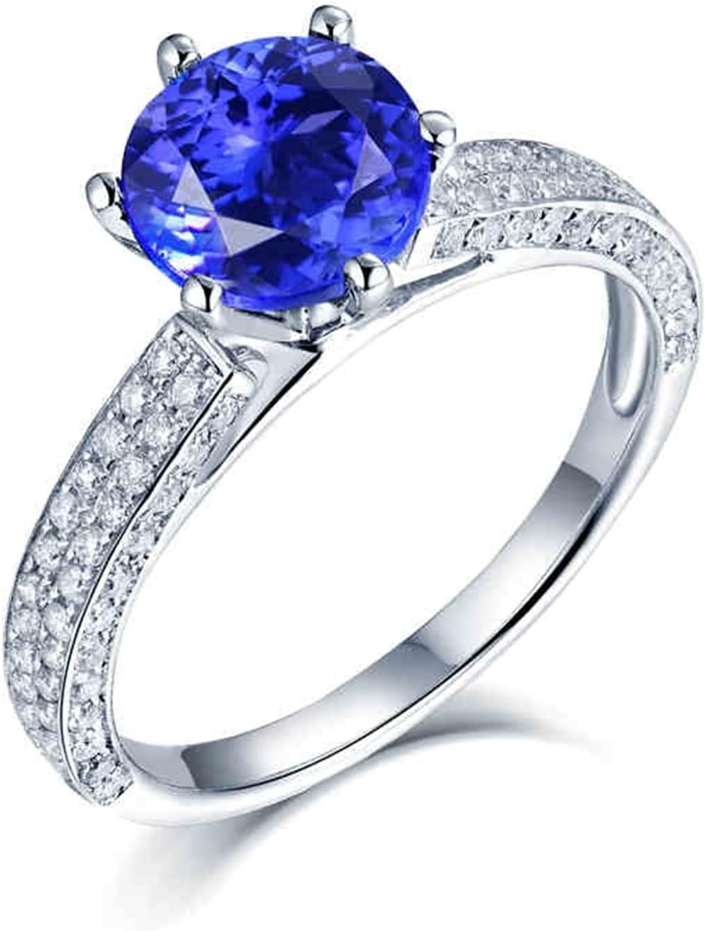 Engagement Ring 18K White Gold, Wedding Engagement Rings Six Claws Rings Engagement Gifts for Women