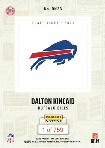 Miniatura 2 de 2023 Panini Instant Draft Night Football #DN23 Dalton Kincaid Rookie Card - Only 759 made!
