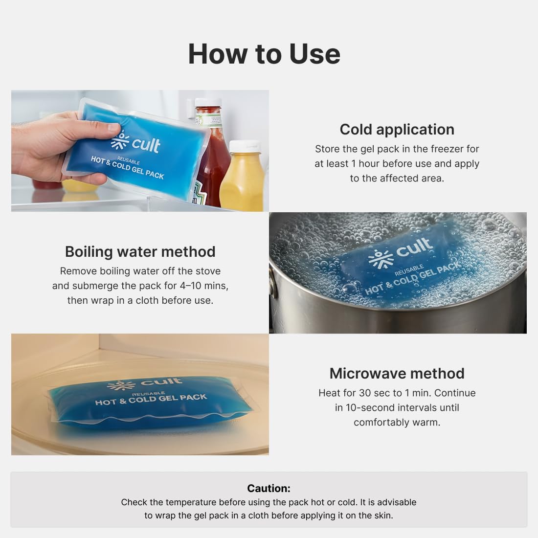 Cult Reusable Hot & Cold Gel Pack with Eye Mask for Puffiness, Headache, Migraine, Eye Strain, Injuries, Muscle Recovery & Everyday Pain Relief – Pack of 3 — Amazon image 6