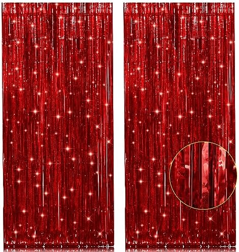 Doorway Curtain Red Tinsel 240x94cm Party Goods Unisex