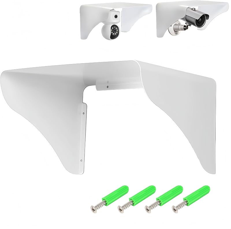 Heavy-Duty Metal Camera Sun Rain Shield, Universal Outdoor Rain & Sun Protective Cover Compatible with Ring, Arlo, Nest, Hikvision & Most Dome/Bullet Cameras