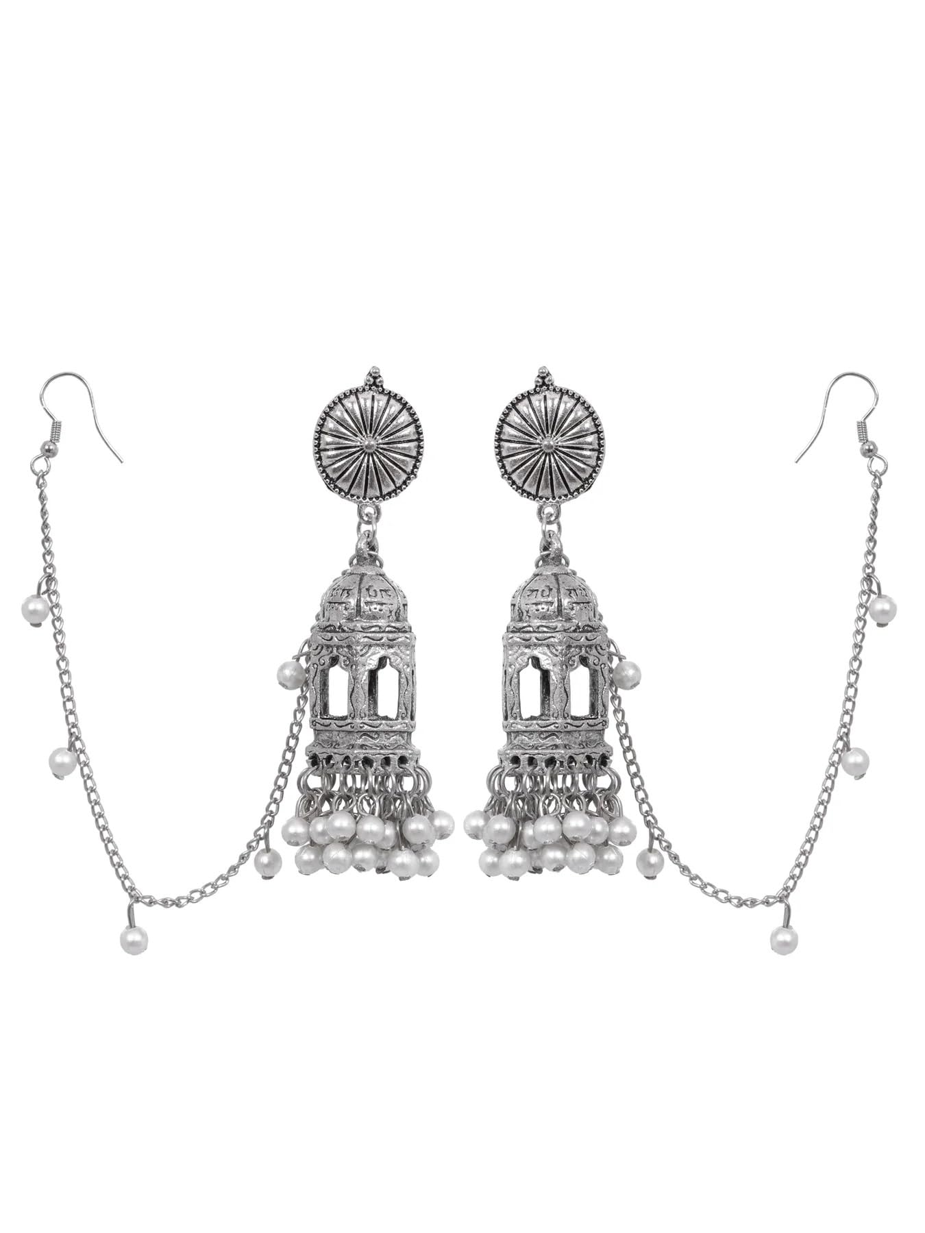 See full amazon price history chart for Navjai Traditional Silver Radhe Krishna Temple (Mandir) Design Oxidised Jewellery Bahubali Inspired Chain Linked Jhumki Earring For Women & Girls Navjai Traditional Silver Radhe Krishna Temple (Mandir) Design Oxidised Jewellery Bahubali Inspired Chain Linked Jhumki Earring For Women & Girls (B0C9DQD79L) Amazon Price History, Amazon Price Tracker