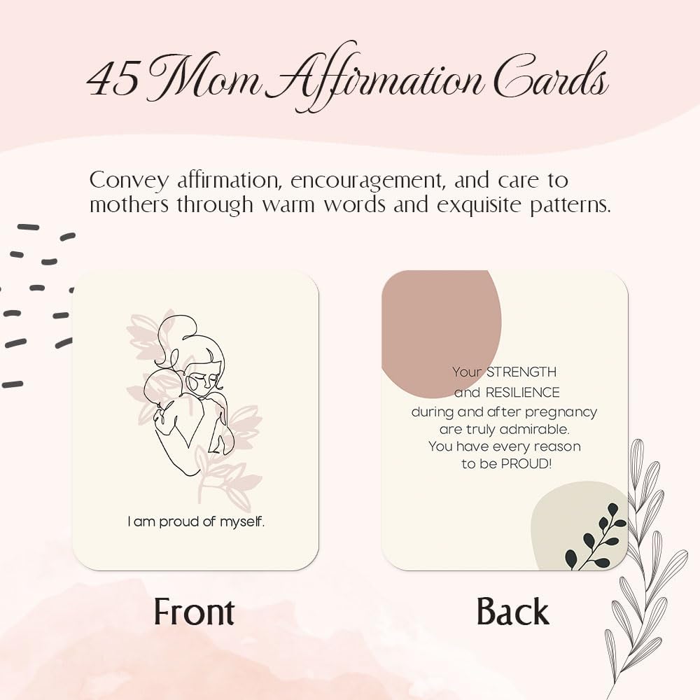 Cartes d'affirmation pour nouvelle maman - Lot de 45 - Cadeau fête des mères - Messages d'autonomisation - Essentiels post-partum
