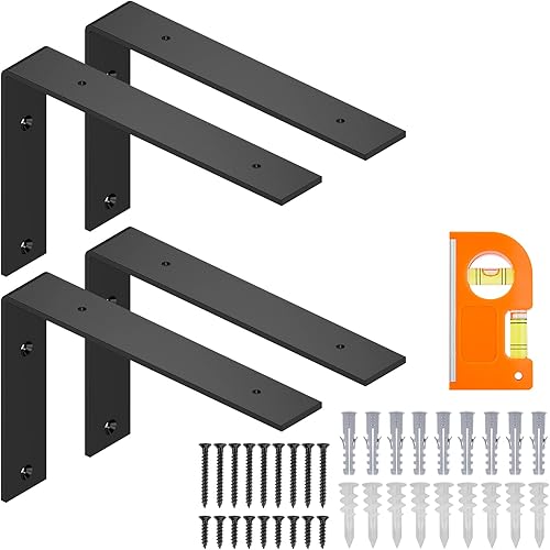 TICONN Soporte para estante, paquete de 6 soportes de metal de 15 pulgadas de grosor resistentes para habitación, hogar, oficina, garaje (tipo L,