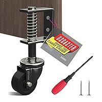 Vista 12 de Rueda de puerta de 2 pulgadas para puertas de madera, rotación de 360 grados, neumático de goma sólida, capacidad de 80 libras, con resorte, incluye