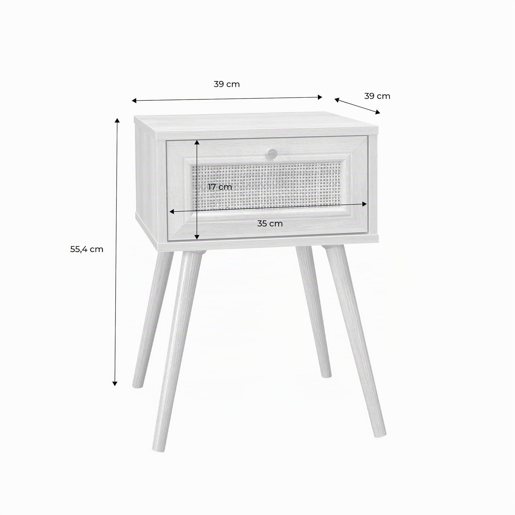 Alice's Home - Lot de 2 Tables de Chevet décor Bois & cannage avec 1 tiroir - Bohème