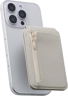 Elecom 宜丽客 智能手机卡钱包支架 MAGKEEP 卡收纳2张 附带防磁片 零钱收纳 带口袋 纵横均可放置 带支架功能 轻便 纤细设计 哑光质感 米色 AMS-MAGCWSBG