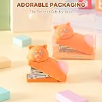Honagu Cute Stapler, Cartoon Stereoscopic Silicone Stapler, Desktop Stationery Gift for Students Teachers(Orange Cat)