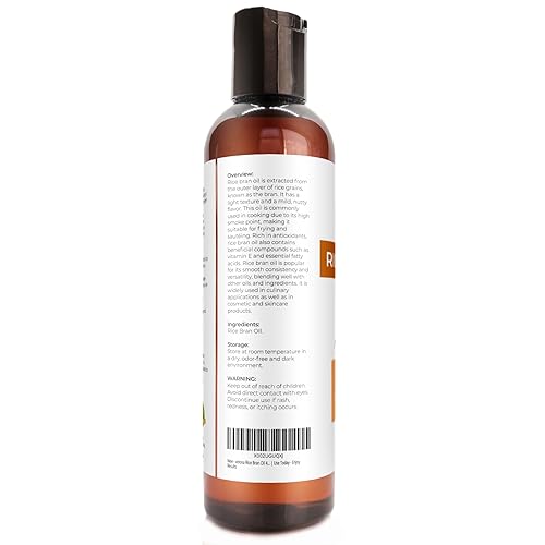 Miniatura 10 de velona Aceite de salvado de arroz de 16 onzas  Aceite portador 100% puro y natural  Refinado, prensado en frío  Cocina, cara, cabello, cuerpo y