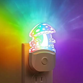 Mushroom Night Light [2 Pack], Plug in Lamp, 8 Color Changing LED Night Lights for Adults Kids Baby Children NightLight Wall Mushroom Decor Lamp for Bedroom Bathroom,Toilet,Stairs,Kitchen,Hallway